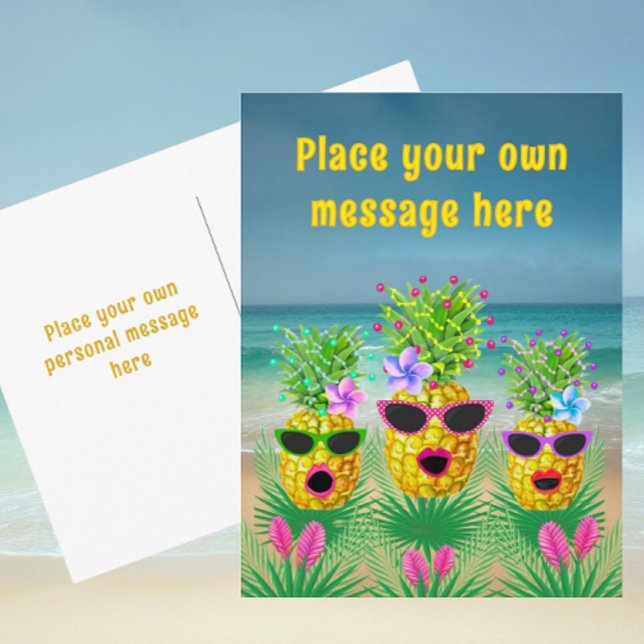 Cartes Pour Fêtes Annuelles Personalized Singing Lady Pineapples  (Thrifty postcard you can personalize!)