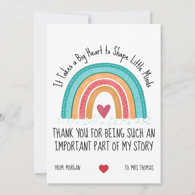 Cartes Pour Fêtes Annuelles Personalized Teacher Thank You Card – Rainbow Quot (Devant)