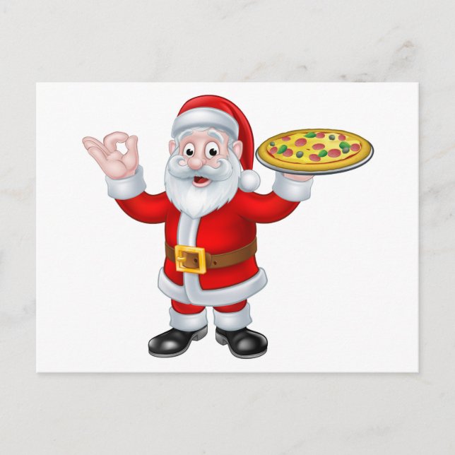 Cartes Pour Fêtes Annuelles Personnage de dessin animé de Noël de pizza du (Devant)