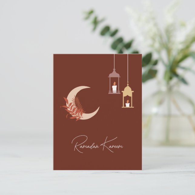 Cartes Pour Fêtes Annuelles Personnalisable Boho islamique Ramadan Kareem (Debout devant)