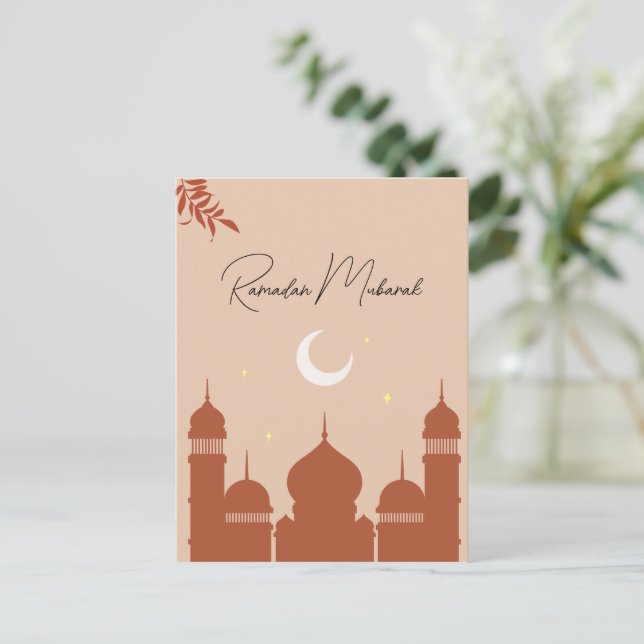 Cartes Pour Fêtes Annuelles Personnalisable Boho Islamique Ramadan Moubarak (Debout devant)