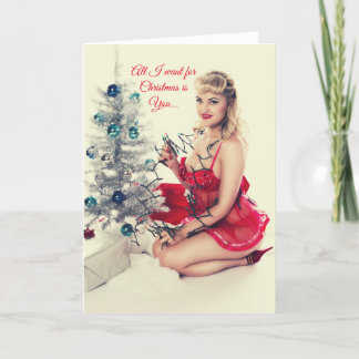 Cartes Pour Fêtes Annuelles Personnalisable fille de pinup sexy