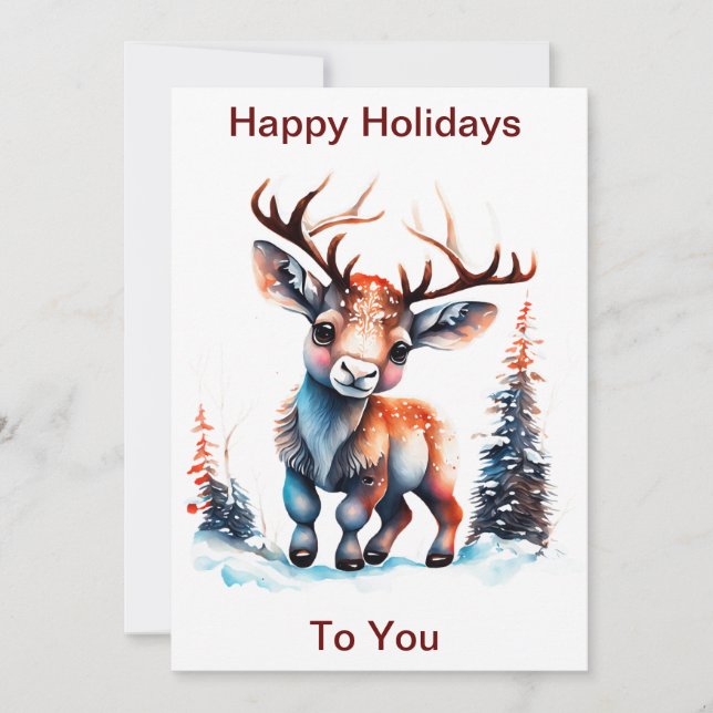 Cartes Pour Fêtes Annuelles Personnalisable Joyeux Joyeux Reindeer, Noël (Devant)