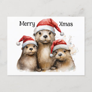 Cartes Pour Fêtes Annuelles Personnalisable Merry Xmas Trois Otters