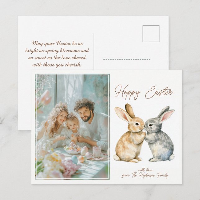 Cartes Pour Fêtes Annuelles 🐇 personnalisable OEuf-stra mignonne Hoppy Pâques (Devant / Derrière)