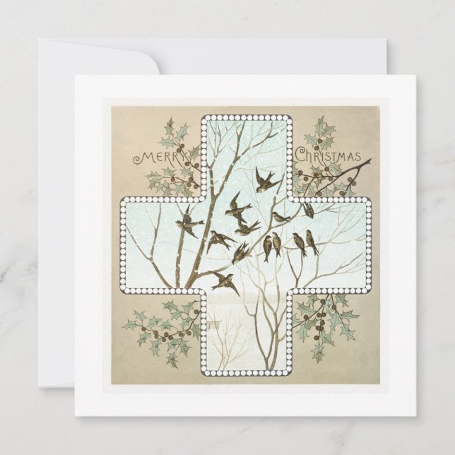 Cartes Pour Fêtes Annuelles Personnalisation de la photo des oiseaux de Noël V (Devant)