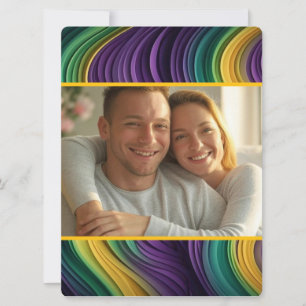 Cartes Pour Fêtes Annuelles personnalisation Mardi Gras coloré à motif vague