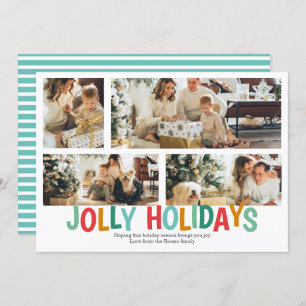 Cartes Pour Fêtes Annuelles Personnalisé 4 Photo Jolly vacances Noël
