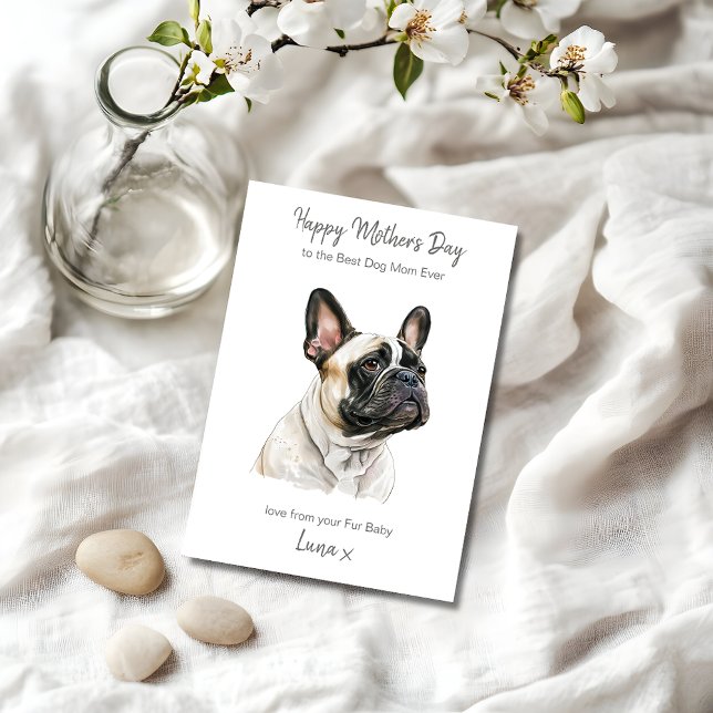 Cartes Pour Fêtes Annuelles Personnalisé Best Dog Mom French Bulldog Modern (Personalize the card front and inside with your own text and message)