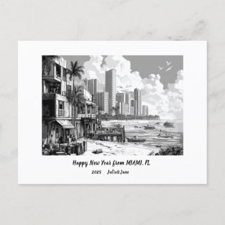 Cartes Pour Fêtes Annuelles Personnalisé Bonne Année 2025 Miami