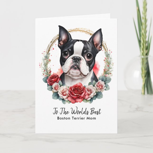 Cartes Pour Fêtes Annuelles Personnalisé Boston Terrier Dog Fête des mères de  (Devant)