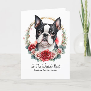 Cartes Pour Fêtes Annuelles Personnalisé Boston Terrier Dog Fête des mères de