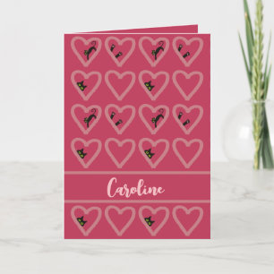 Cartes Pour Fêtes Annuelles Personnalisé Coeurs de Chat Noir Cute Valentines D