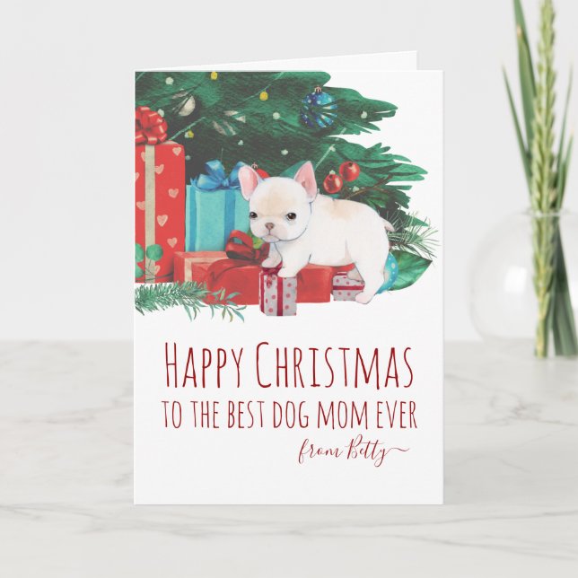 Cartes Pour Fêtes Annuelles Personnalisé Cute Frenchie Puppy Noël (Devant)