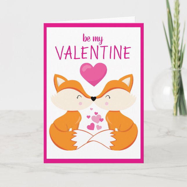 Cartes Pour Fêtes Annuelles Personnalisé Fox Heart Valentine's Day (Devant)