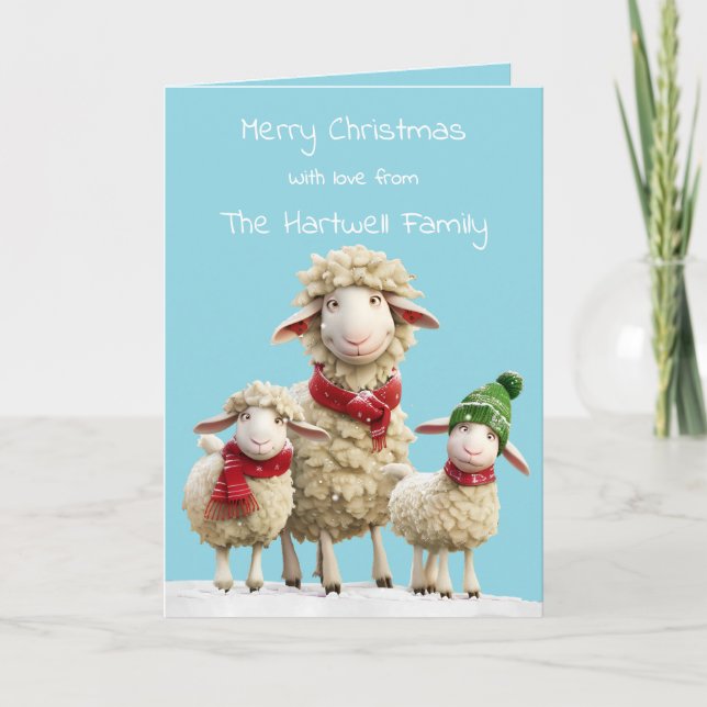 Cartes Pour Fêtes Annuelles Personnalisé Funny Watercolor Sheep Family (Devant)