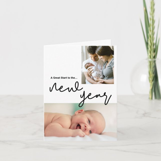 Cartes Pour Fêtes Annuelles Personnalisé Grand Début Nouvel An Bébé Photo (Devant)