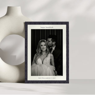 Cartes Pour Fêtes Annuelles Personnalisé Hanoukka Star Navy Blue Two Photo