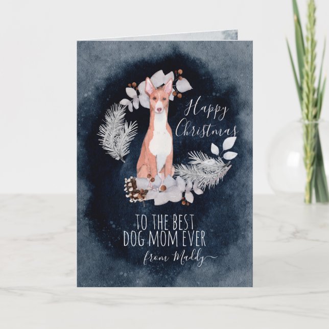 Cartes Pour Fêtes Annuelles Personnalisé Ibizan Hound Maman Noël (Devant)