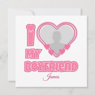 Cartes Pour Fêtes Annuelles Personnalisé J'aime mon petit ami – Ajouter une ph