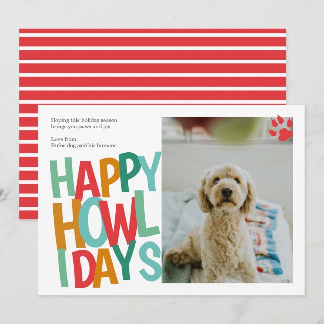 Cartes Pour Fêtes Annuelles Personnalisé Joyeux Howlidays Chig Christmas (Devant / Derrière)