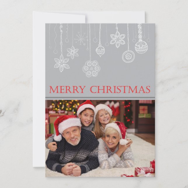 Cartes Pour Fêtes Annuelles Personnalisé Joyeux Noël Trois photos de famille (Devant)