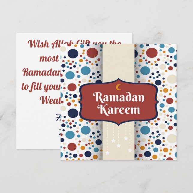 Cartes Pour Fêtes Annuelles Personnalisé Joyeux Ramadan Kareem Crescent (Devant / Derrière)
