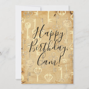 Cartes Pour Fêtes Annuelles Personnalisé Magnifique Antique - Clés Vintages An