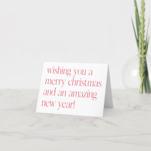 Cartes Pour Fêtes Annuelles Personnalisé Minimaliste Rouge Blanc Noël Nouvel A