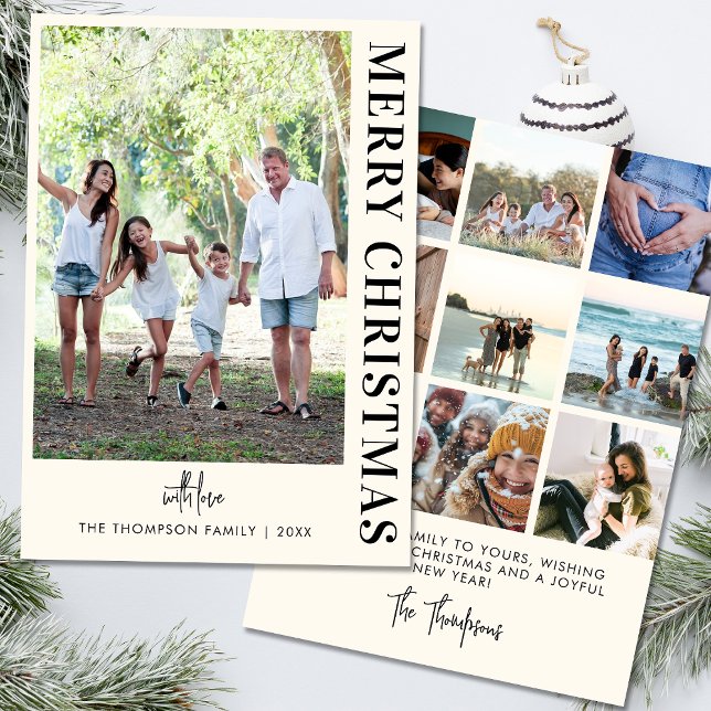 Cartes Pour Fêtes Annuelles Personnalisé Moderne 10 Photos Familiales Minimali (Créateur téléchargé)