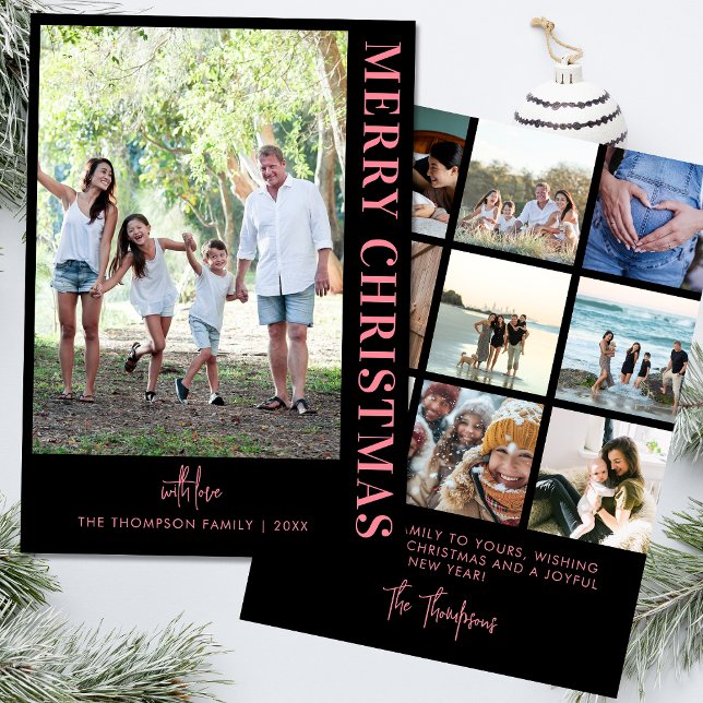 Cartes Pour Fêtes Annuelles Personnalisé Moderne 10 Photos Familiales Minimali (Créateur téléchargé)