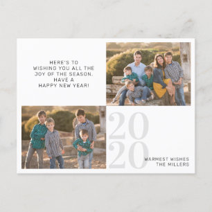 Cartes Pour Fêtes Annuelles Personnalisé Moderne Bonne Année Message 2020 Phot