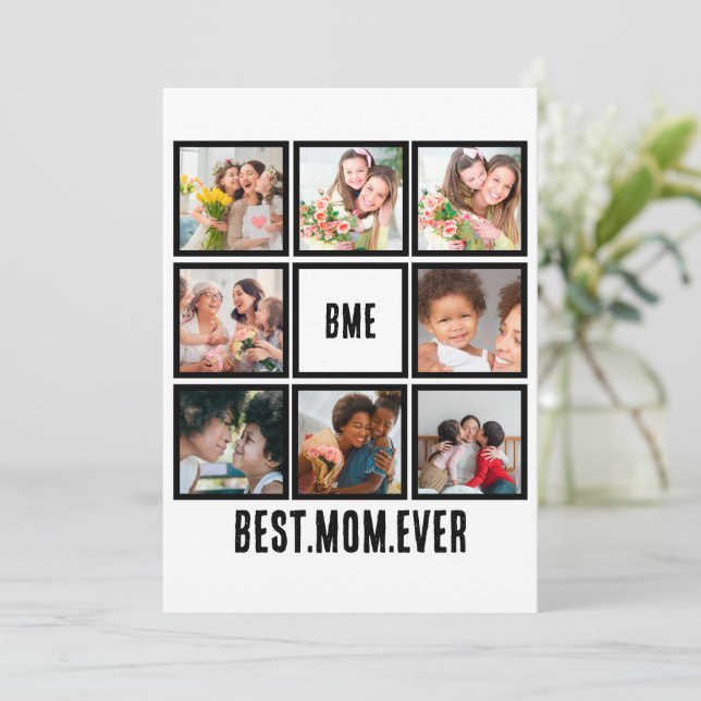 Cartes Pour Fêtes Annuelles Personnalisé Moderne Meilleure Maman Ever 8 Photo  (Debout devant)