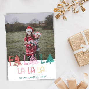 Cartes Pour Fêtes Annuelles Personnalisé Multi Photo Coloré Fa de Noël La La