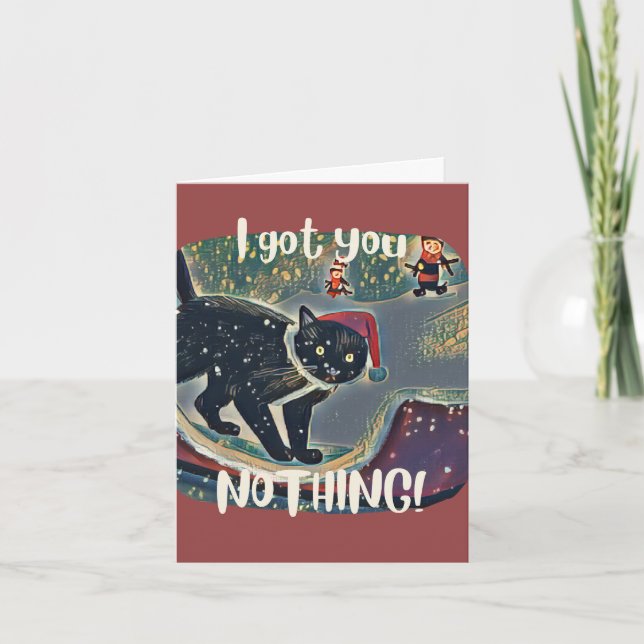 Cartes Pour Fêtes Annuelles Personnalisé Naughty Funny Chat noir Noël (Devant)