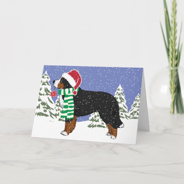 Cartes Pour Fêtes Annuelles Personnalisé Noël Bernese Mt Chien de vacances (Devant)