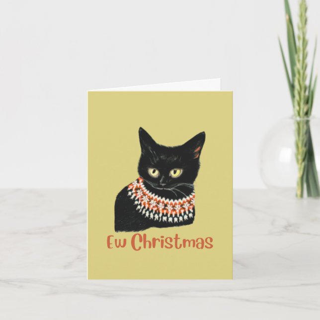 Cartes Pour Fêtes Annuelles Personnalisé Noël Ew Funny Black Cat anti (Devant)