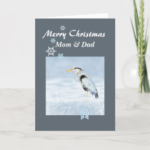 Cartes Pour Fêtes Annuelles Personnalisé Noël Grand Héron Bleu Écriture Oiseau