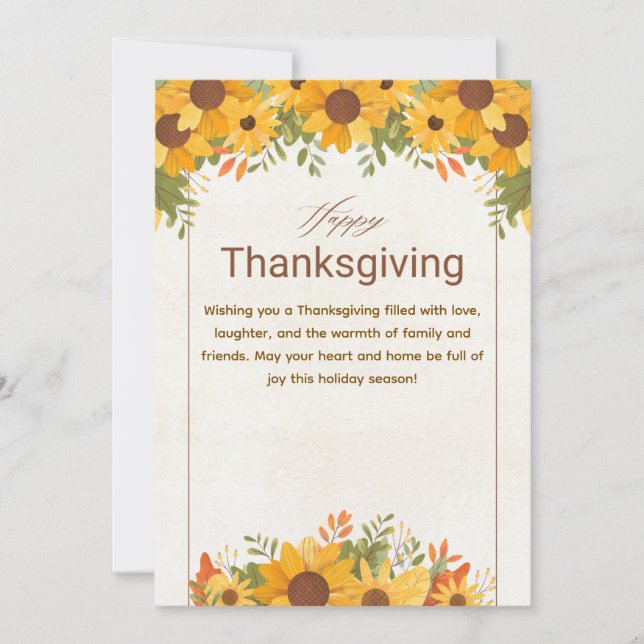 Cartes Pour Fêtes Annuelles Personnalisé Orange Beige Floral Thanksgiving (Devant)
