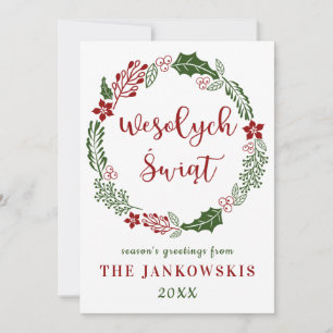 Cartes Pour Fêtes Annuelles Personnalisé Pologne Joyeux Noël, Personnalisé
