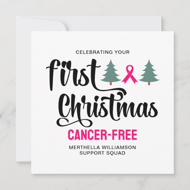 Cartes Pour Fêtes Annuelles Personnalisé PREMIER NOËL Cancer du sein Gratuit (Devant)