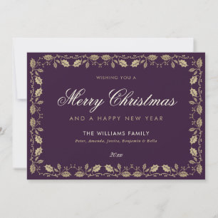 Cartes Pour Fêtes Annuelles Personnalisé Purple Joyeux Noël Joyeux Nouvel An C