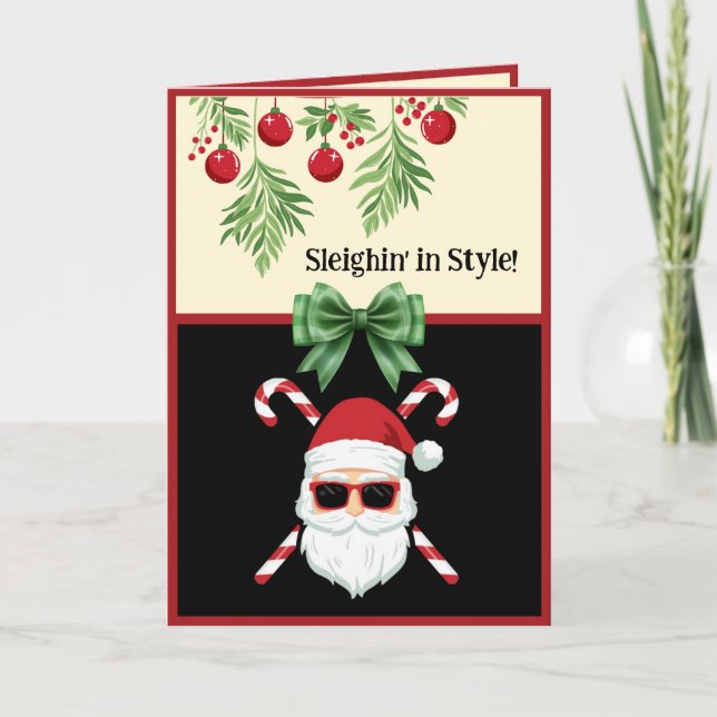 Cartes Pour Fêtes Annuelles Personnalisé "Sleighin' in Style!" Salutation de N (Devant)
