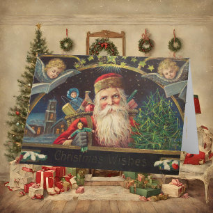 Cartes Pour Fêtes Annuelles Personnalisé Vintage Vieux Classique Père Noël