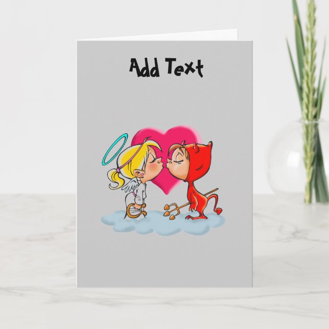 Cartes Pour Fêtes Annuelles Personnalisée Saint Valentin amour diable ange (Devant)