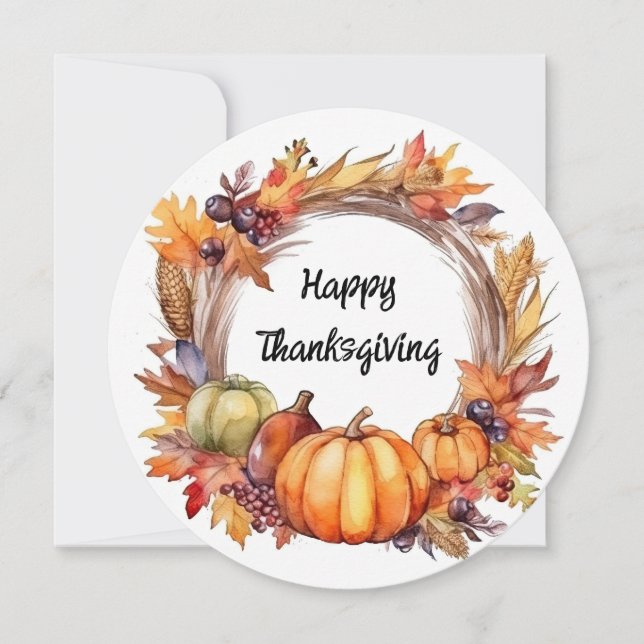 Cartes Pour Fêtes Annuelles Personnaliser - Aquarelle Cadrage Thanksgiving (Devant)