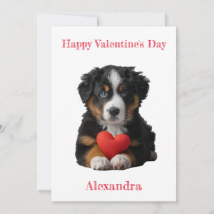 Cartes Pour Fêtes Annuelles Personnaliser Bernese Mountain Puppy Valentine