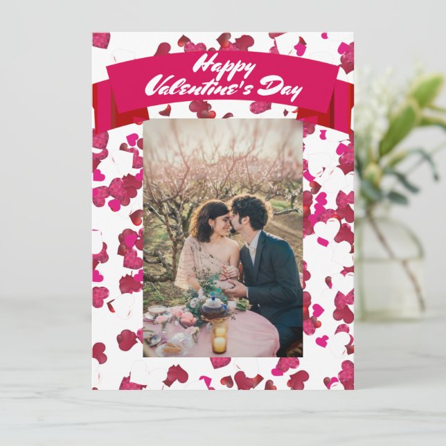 Cartes Pour Fêtes Annuelles Personnaliser Citer Photo Chéri Pink Valentine (Debout devant)