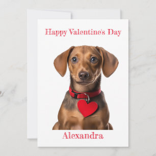 Cartes Pour Fêtes Annuelles Personnaliser Dachshund Coeur chiot Collar Valenti