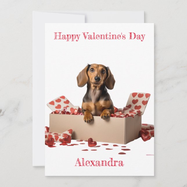 Cartes Pour Fêtes Annuelles Personnaliser Dachshund Hearts Box Valentine (Devant)